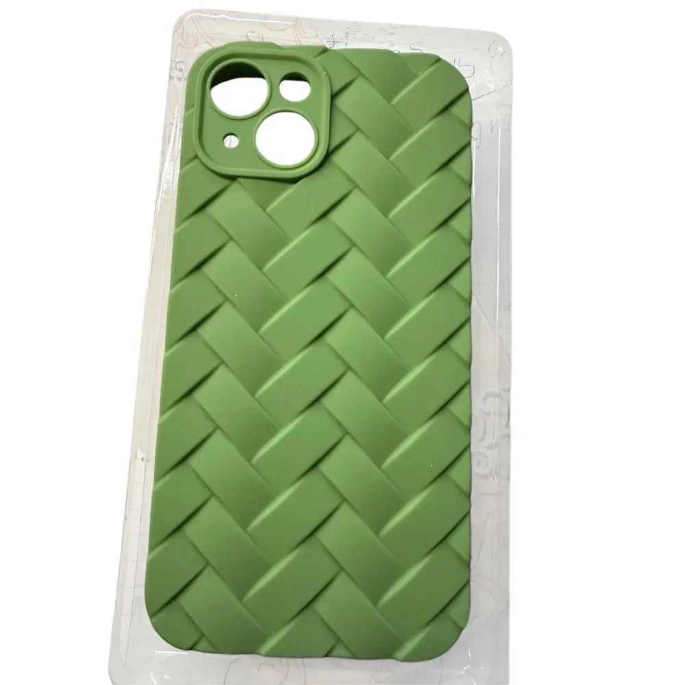 Bicol Green‎ Woven Pattern iPhone Case Anti-Slip Full Coverage Anti-Fingerprint